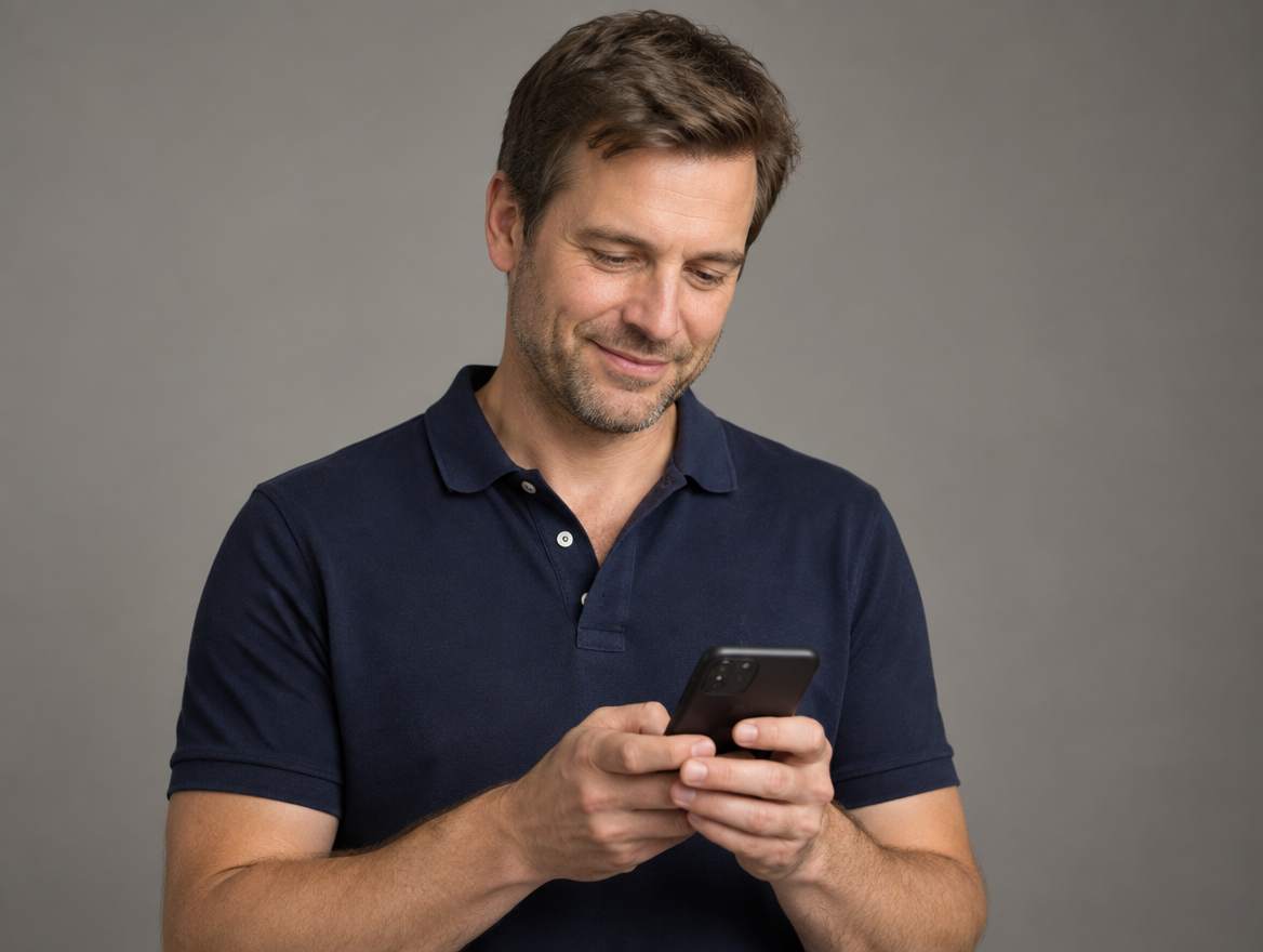 Un empresario llena sus datos desde su teléfono
